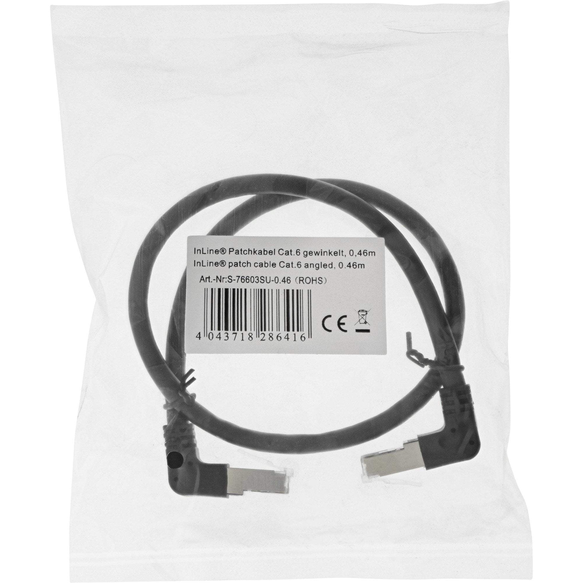 Cable De Red  Inline En Ángulo Ascendente/Descendente, S/Ftp (Pimf), Cat.6, 250 Mhz, Pvc, Cobre, Negro, 2,36 M