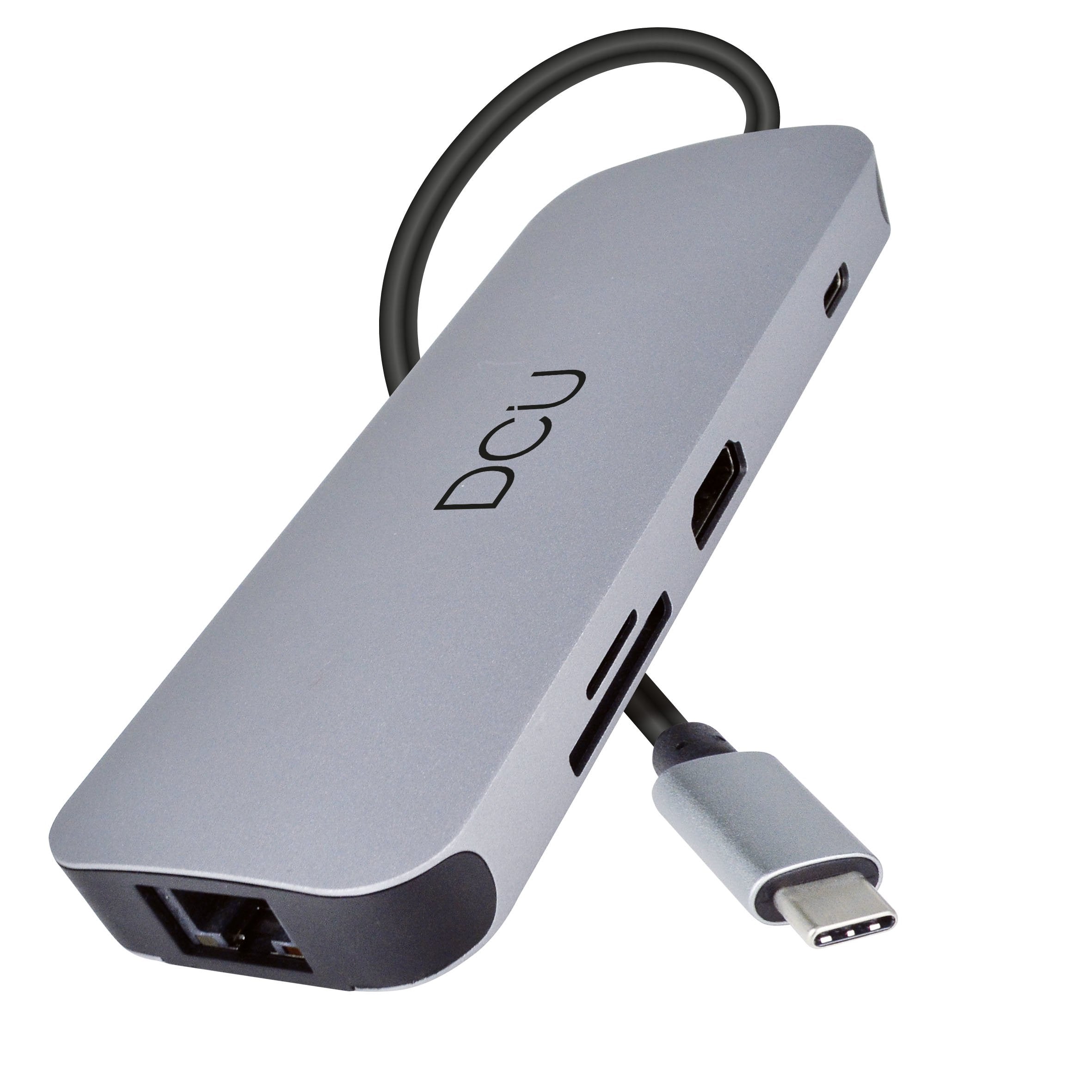 Dcu Tecnologic Hub Usb Tipo C - Conexion Hdmi 4k - Audio Jack 3.5mm - 3 Usb 3.0 - Ethernet Gigabit - Lector De Tarjetas