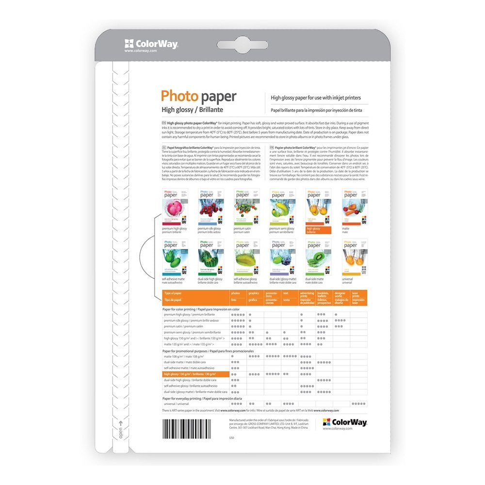 Papel Fotogrã¡Fico De Alto Brillo Colorway, 100 Hojas, A4, 230 G/Mâ²