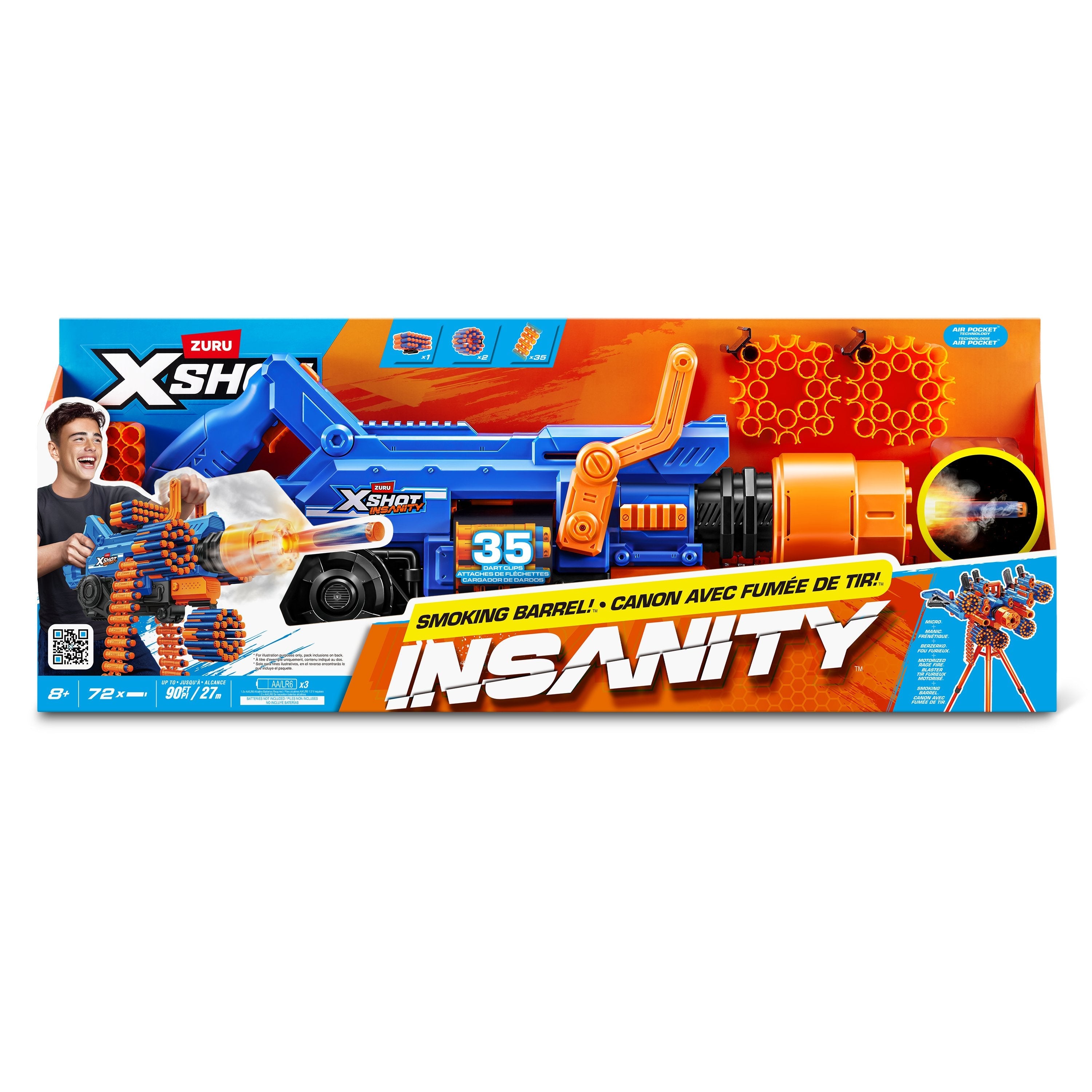 Zuru Xshot Insanity - Blaster Smoke N Barrel, Dartblaster Incluyendo 72 Dardos 36823