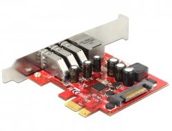 Delock 89382 Tarjeta Pci Express X1 A 3 X Externos Usb 5 Gbps + 1 X Externos Gigabit Lan - Factor De Forma De Perfil Bajo