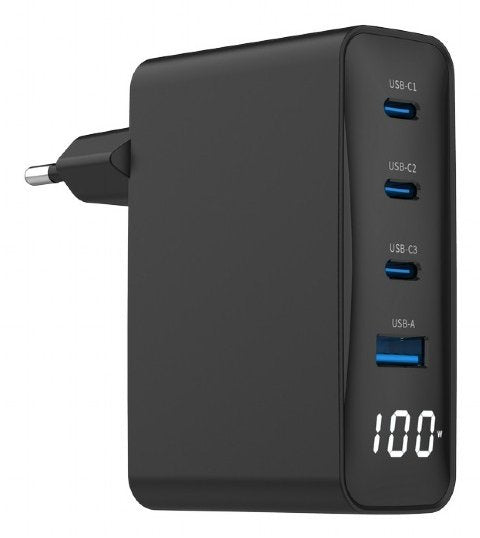 Ladowarka Uniwersalna 100w Gan 1xusb-A 3xusb-C Szybkie Ladowanie Lcd Negro