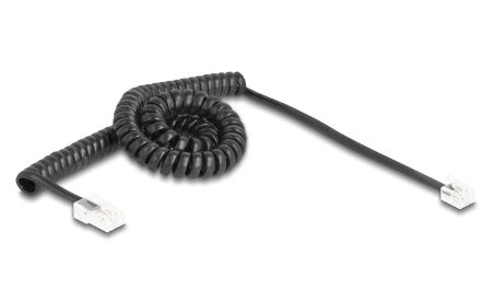 Delock Telefoncable   Spiralcable Rj11 Stecker Zu Rj45 Stecker Schwarz 3 M