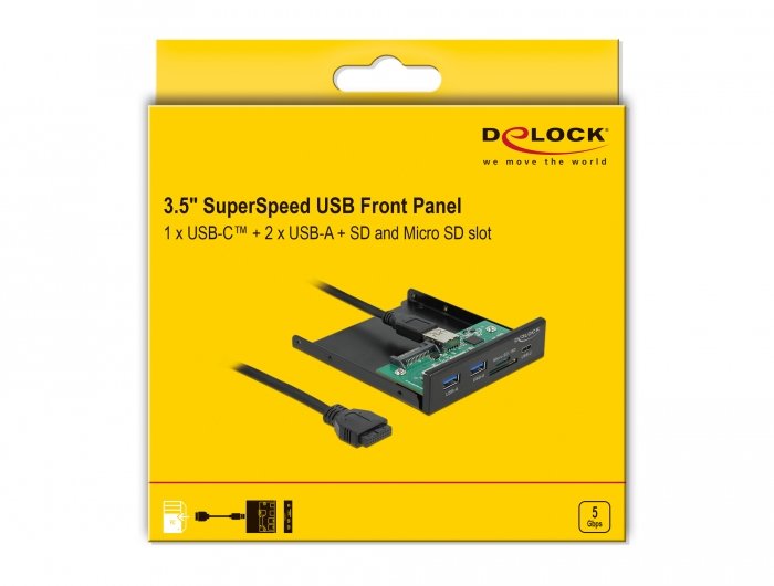 Front Panel 3.5? Usb 5 Gbps 1 X Usb Type-C + 2 X Usb Typ-A + Sd Und Micro Sd Slot