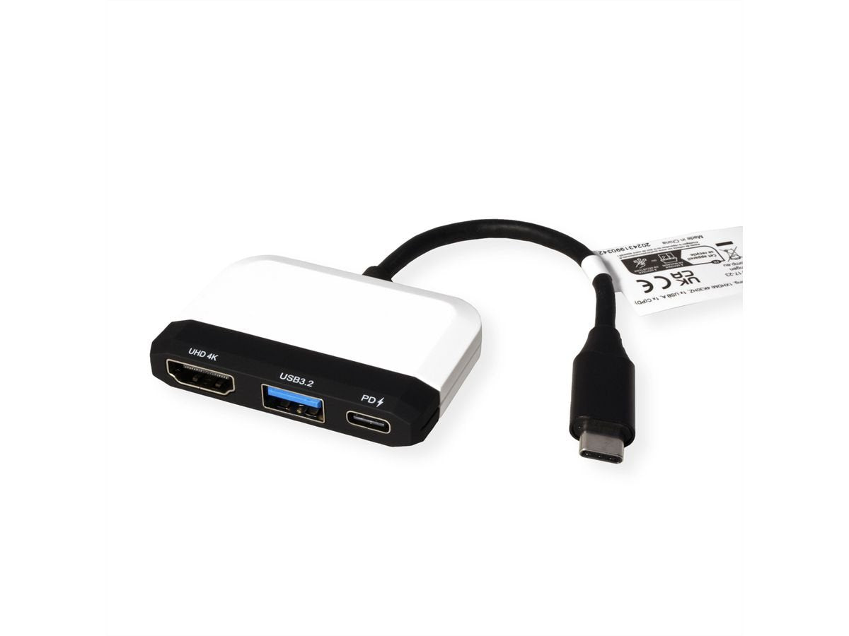 Value Display Adapter Usb Typ C - Hdmi, Usb 3.2 Gen 1 Typ A, Typ C Pd