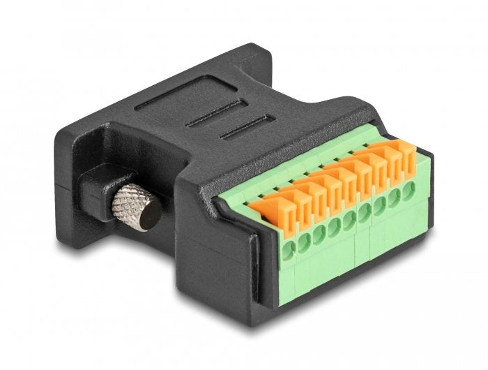 Conector Hembra Delock D-Sub De 9 Pines > Adaptador De Bloque De Terminales Con Pulsador Negro 66559