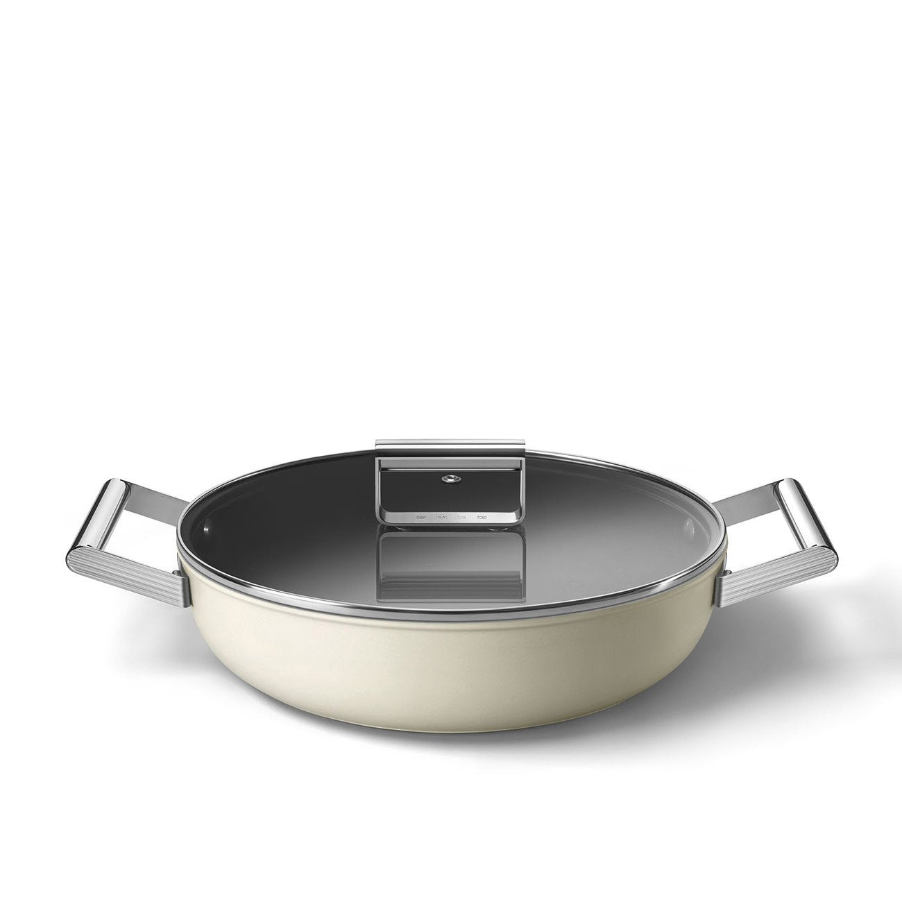 Smeg Dpf2812crm Pfanne, 28 Cm, Keramik, Edelstahlgriffe, Cremefarben Matt