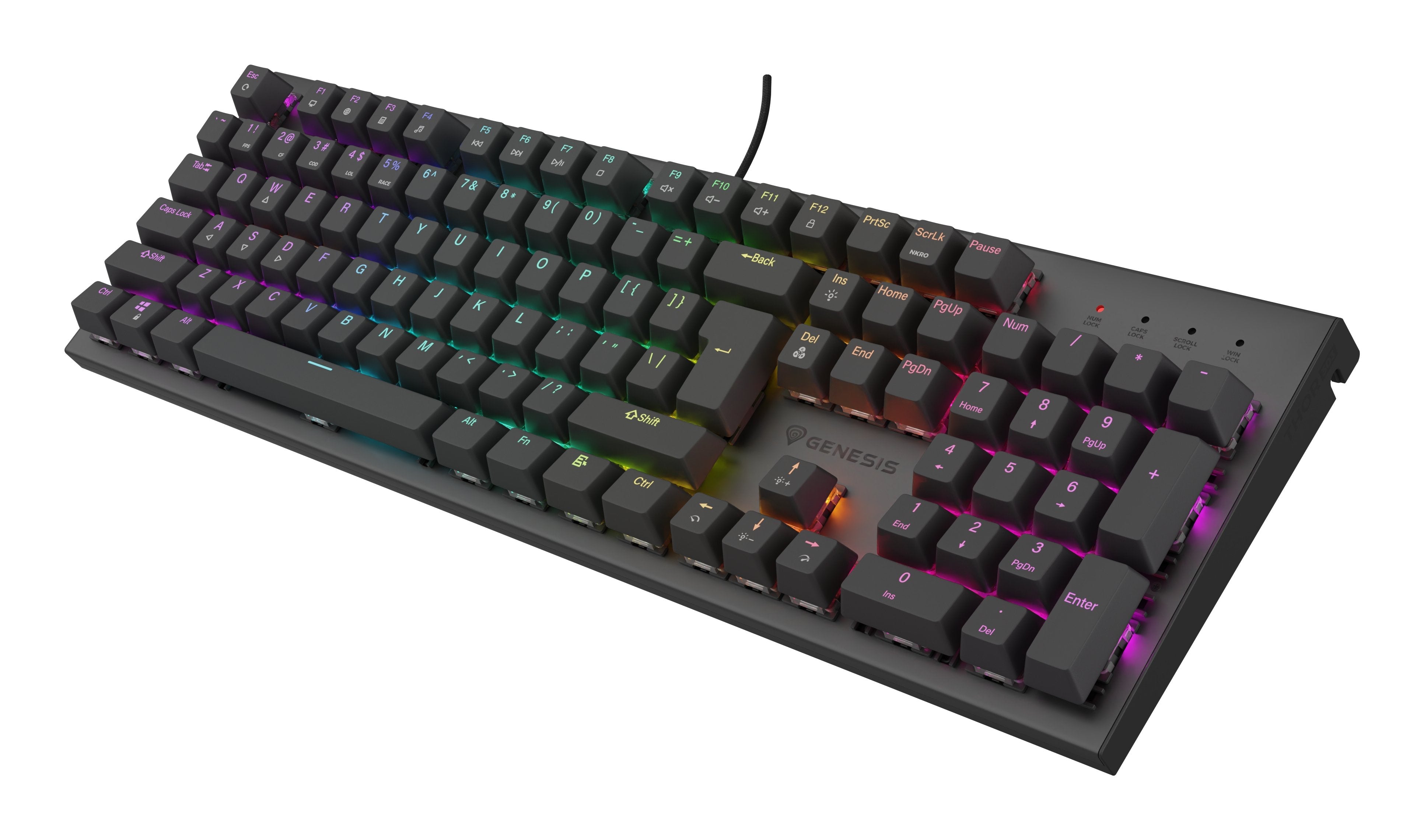 Genesis Thor 303 Rgb Mechanical Gaming Keyboard, Outemu Brown Switch, Us Layout, Wired, Black