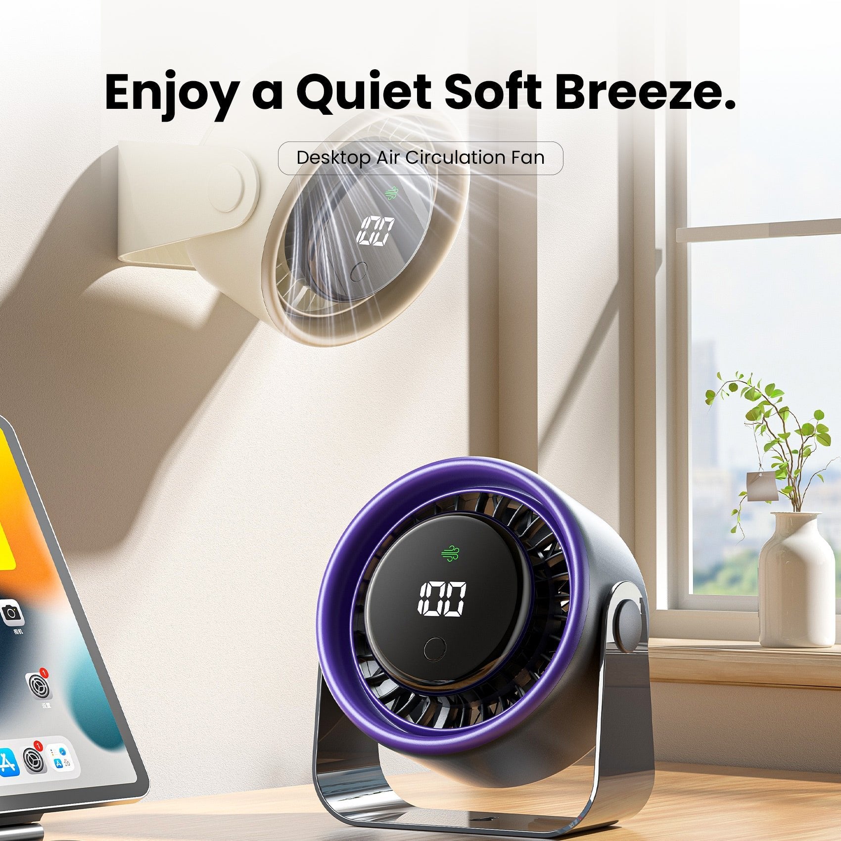 Ventilador De Sobremesa Vention Pbjh0 10w 7 Aspas 3 Velocidades
