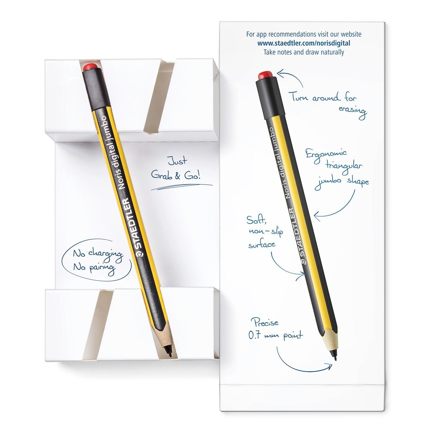 Staedtler Noris Digital Jumbo Pack De Lapiz Digital + 5 Puntas De Recambio - Superficie Antideslizante - No Necesita Carga