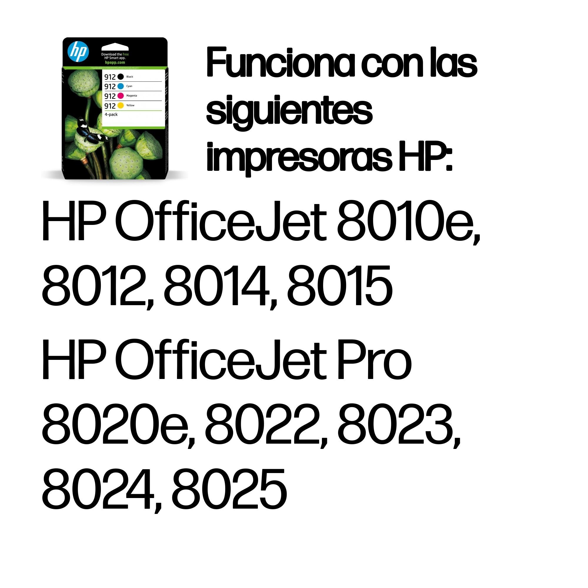 EAN 0195122352295 - HP 912 4-Pack CMYK(4) Original Ink Cartridge Combo cartucho de tinta 4 pieza(s) Rendimiento estándar Negr imagen 2
