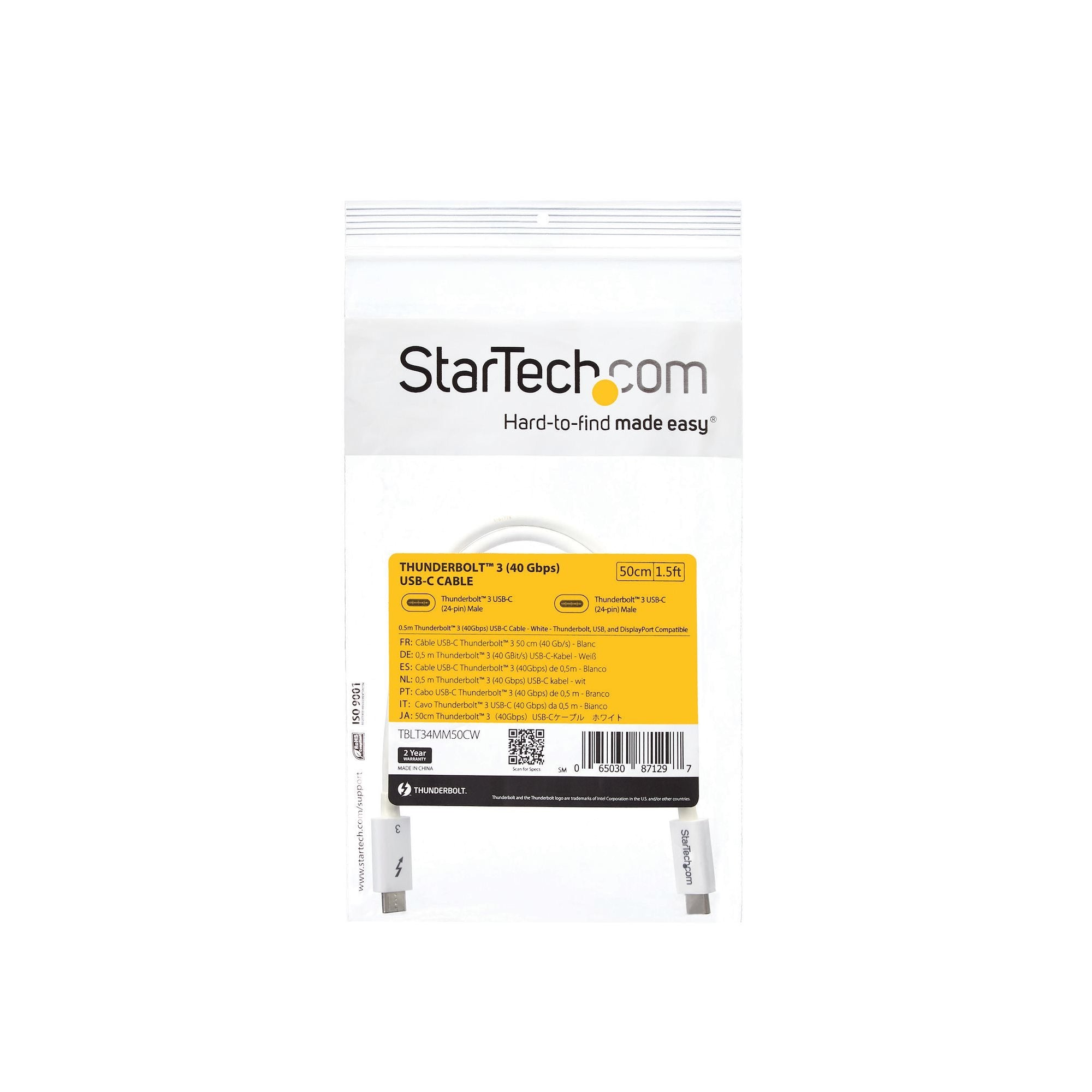 EAN 0065030871297 - StarTech.com TBLT34MM50CW cable Thunderbolt 0,5 m 40 Gbit/s imagen 7