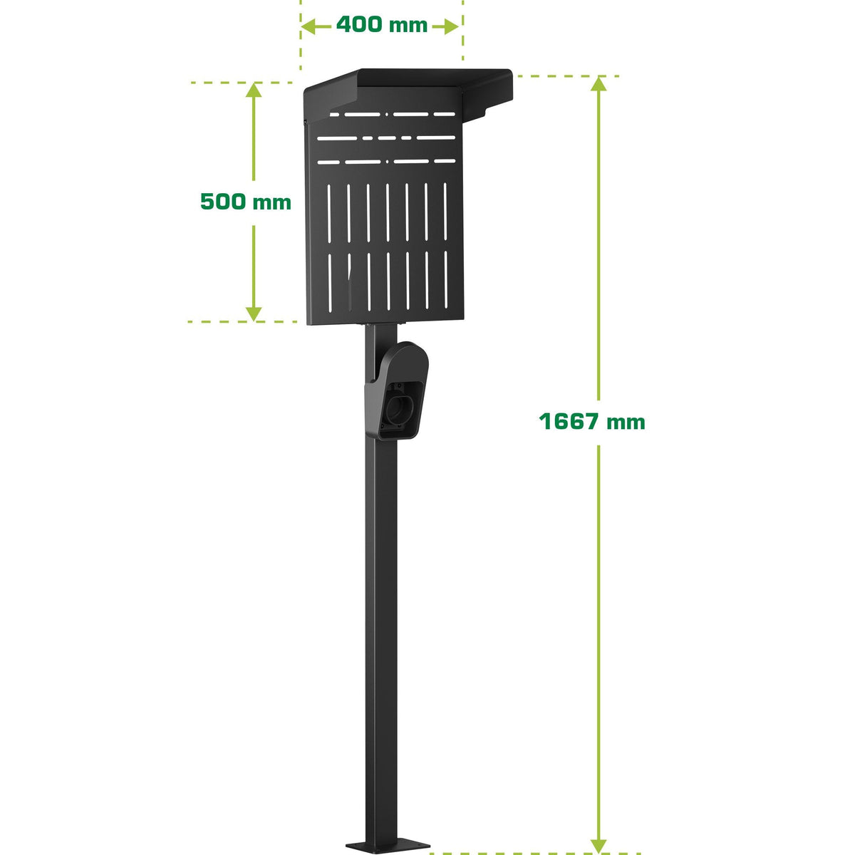 Inline® Universal Wallbox Stand Xl With Ev Charging Cable Holder, Negro
