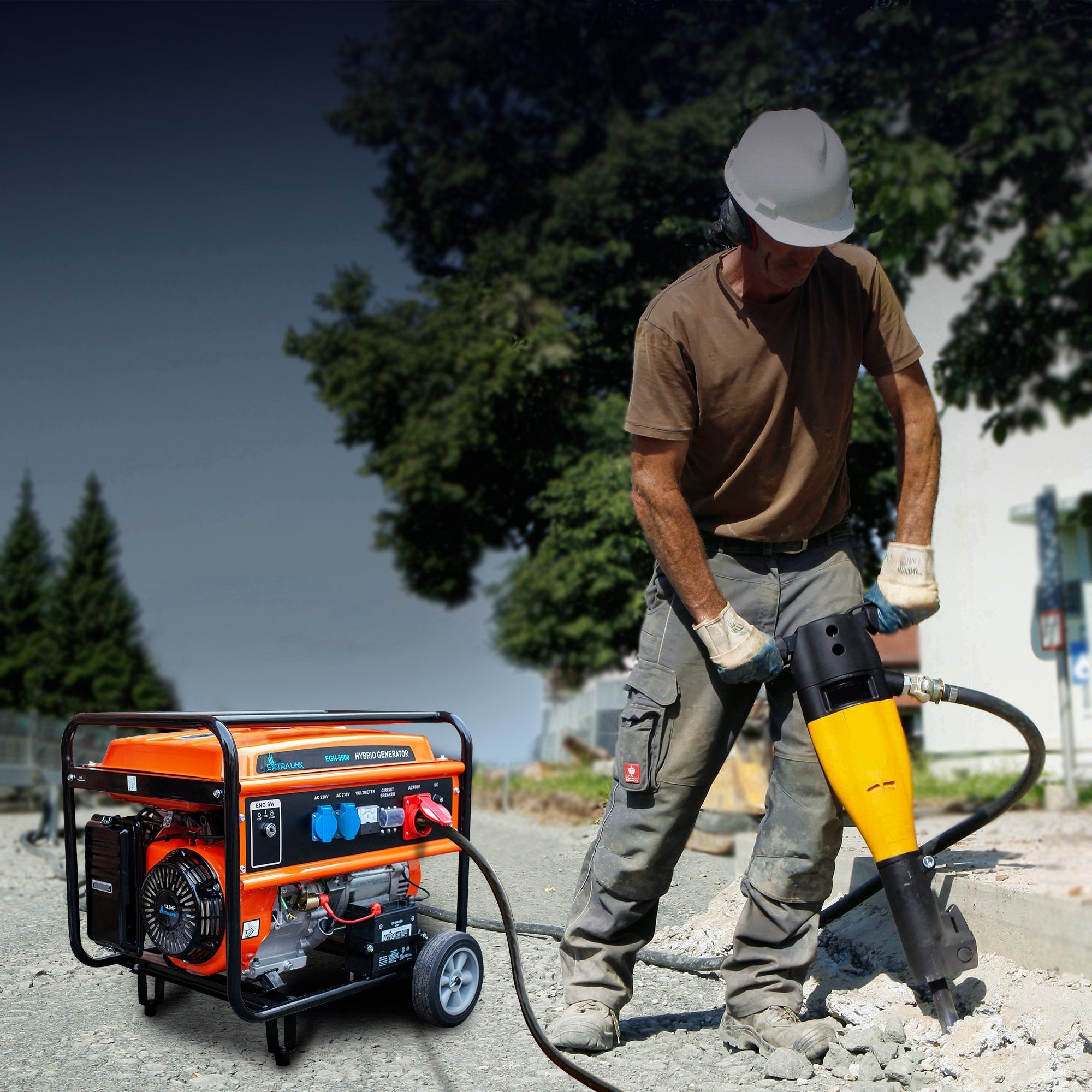 Extralink Ex.30370 Motor-Generador 5000 W 25 L Gasolina Negro, Naranja