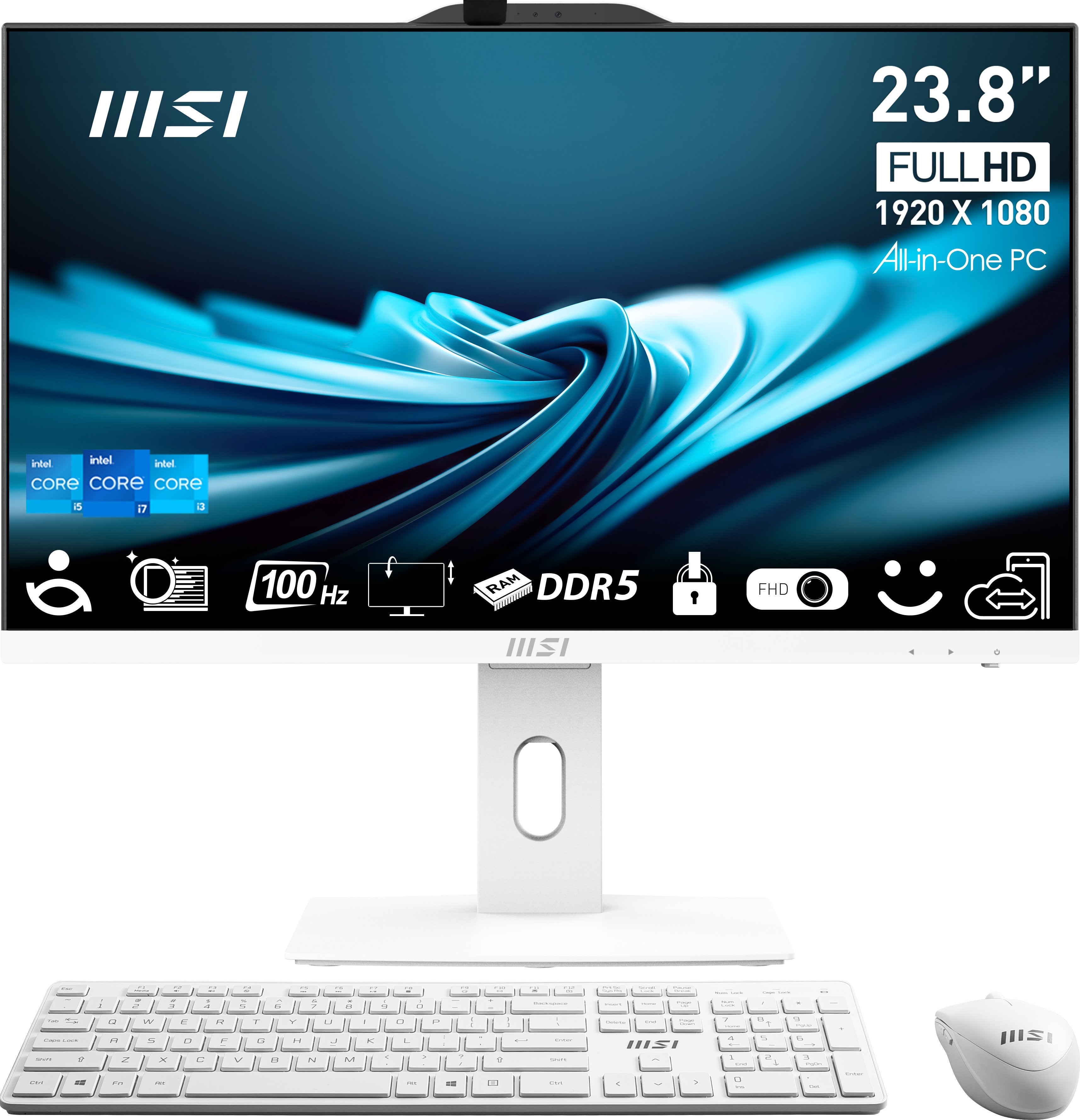 Monoblock Pc Msi Pro Ap241p 14m Business All In One Cpu Core I5 I5-14400 2500 Mhz Screen 23.8" Ram 16gb Ddr5 5600 Mhz Ssd 512gb Graphics Card Intel Uhd Graphics Integrated Windows 11 Pro Colour White Proap242p14m-691eu