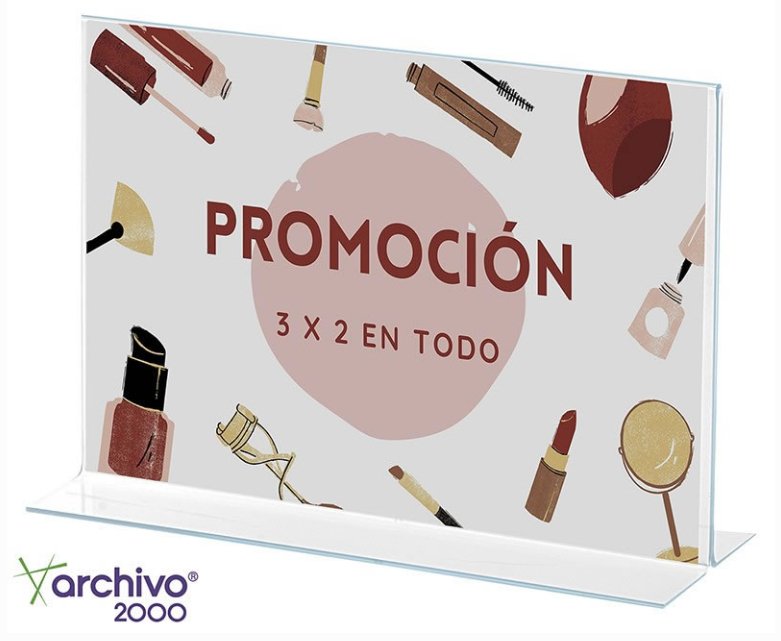 Archivo 2000 Expositor Sobremesa En Forma De T Din A4 Horizontal 85x300x215 Mm Cristal Transparente