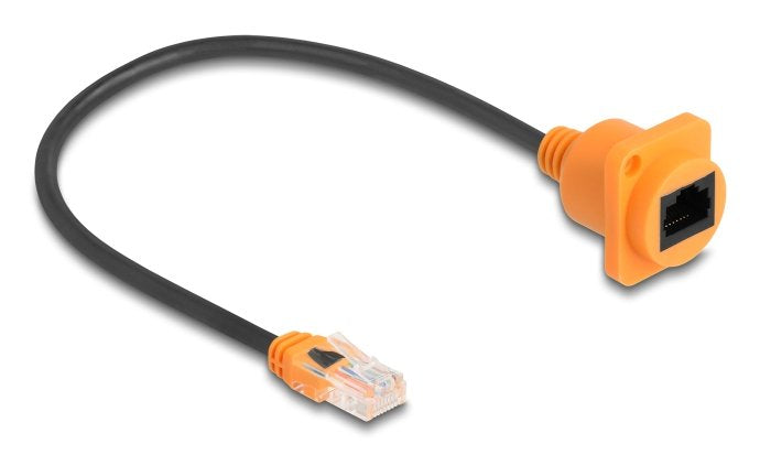 Delock D-Typ Rj45 Cable Stecker Zu Buchse Cat.5e Utp Naranja   Schwarz 30 Cm