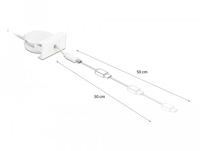 Delock Easy 45 Moduloo Usb 2.0 Enrollable Usb Typ-A A Easy-Usb Typ Micro-B Blanco 0.50m