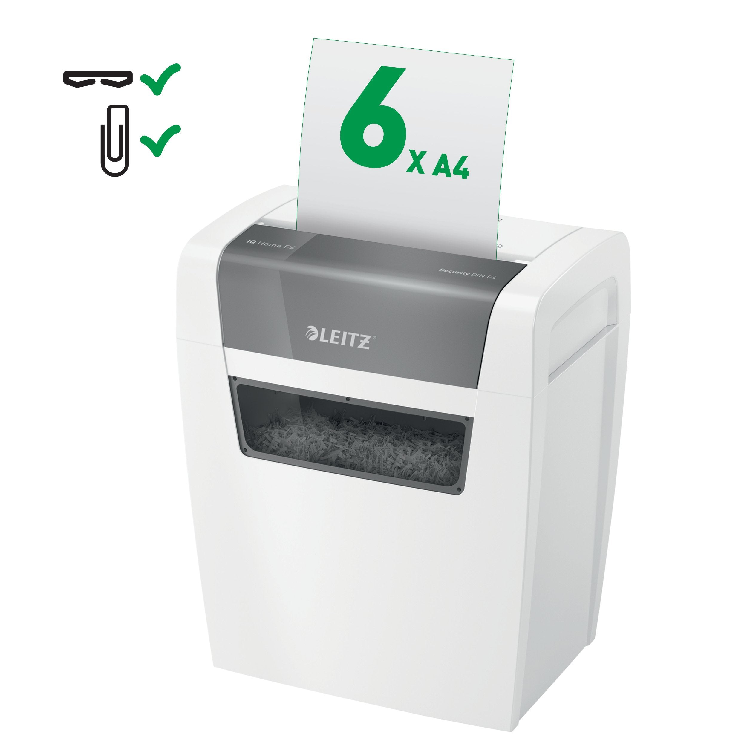 Trituradora Leitz Iq Home, P4, 6 Hojas, Cesta 15 L