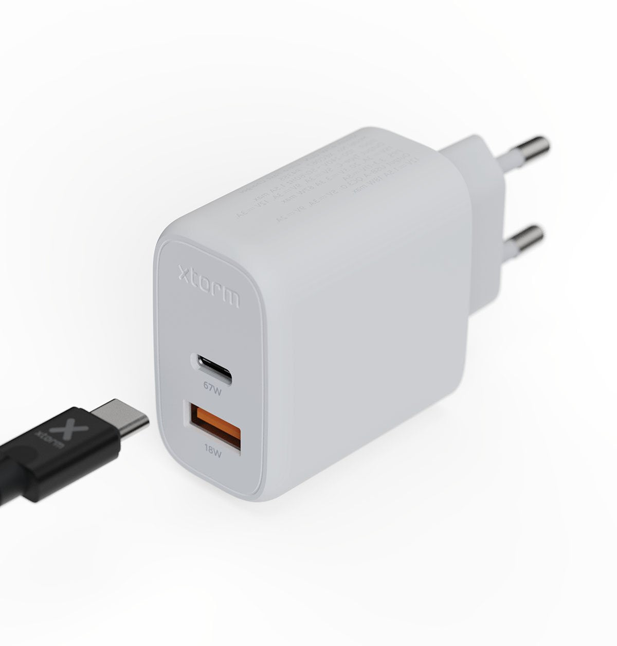 Cargador Usb De Viaje/Pared 67w Gan2 Ultra Wall Type-C/Usb 3.0 Blanco Xtorm Hasta 67w/ 1xusb-C, 1xusb-A