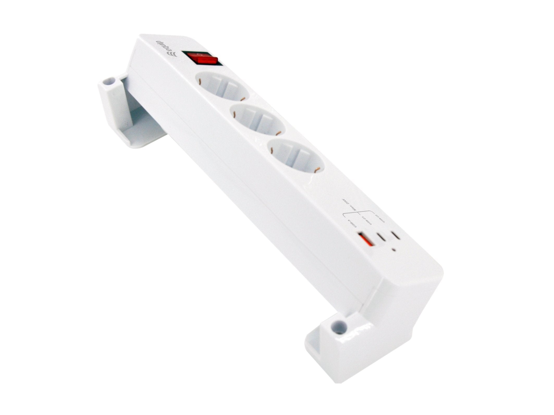Regleta Alimentacion Equip 245556 Con Abrazadera 3 Tomas Schuko 2xusb-C 1xusb-A 20w Blanco