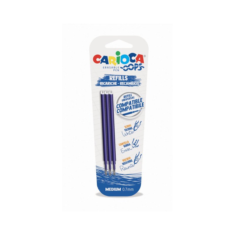 Carioca Recambio Bolígrafo Oops Borrable Azul - Blister De 3