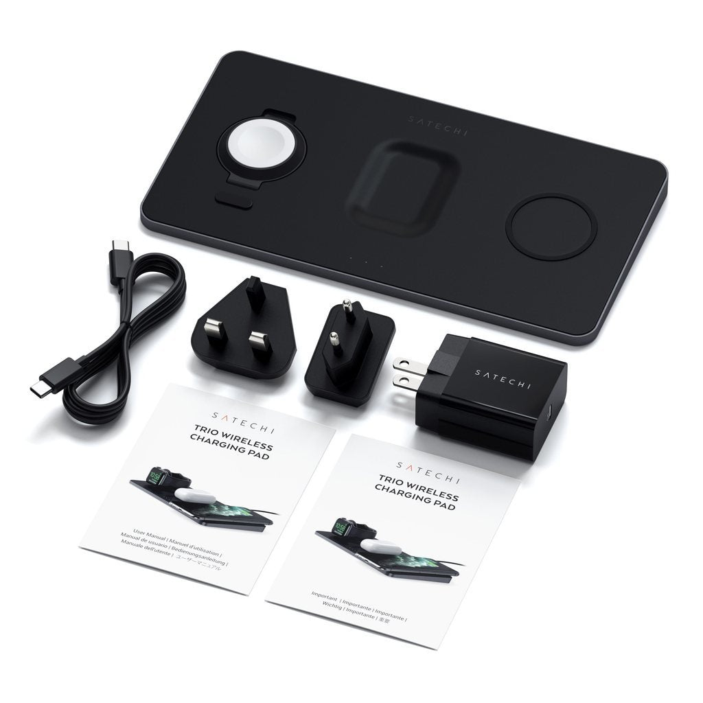 Cargador Inalámbrico Satechi St-X3twcpm Cargador De Dispositivo Móvil Auriculares, Smartphone, Reloj Inteligente Negro Corriente Alterna  Interior