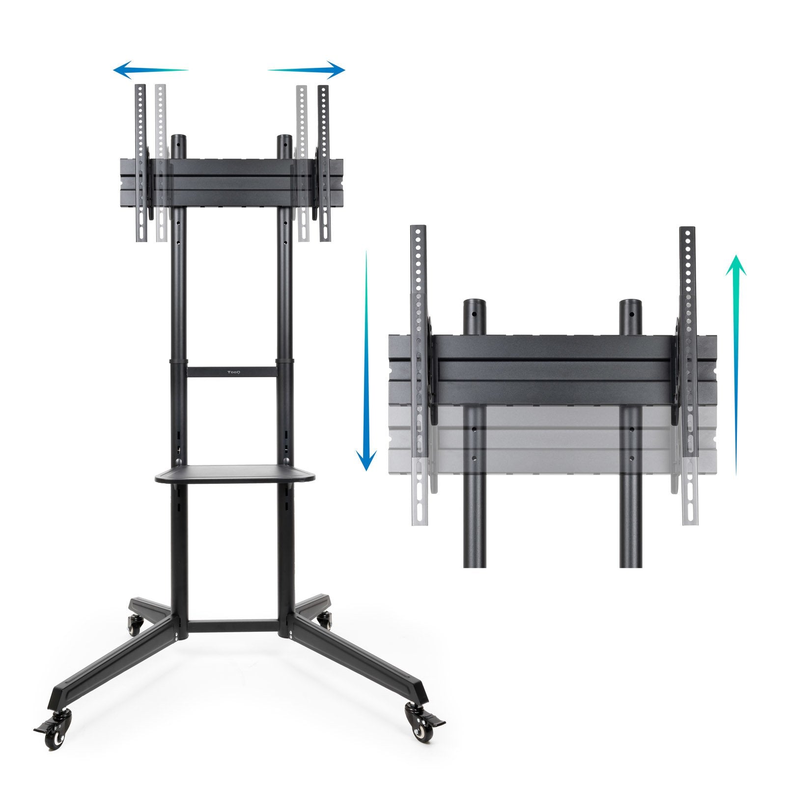 Tooq Ramses Soporte De Suelo Con Ruedas Para Pantallas 37" A 70" - Bloqueo De Ruedas - Estante - Gestion De Cables -