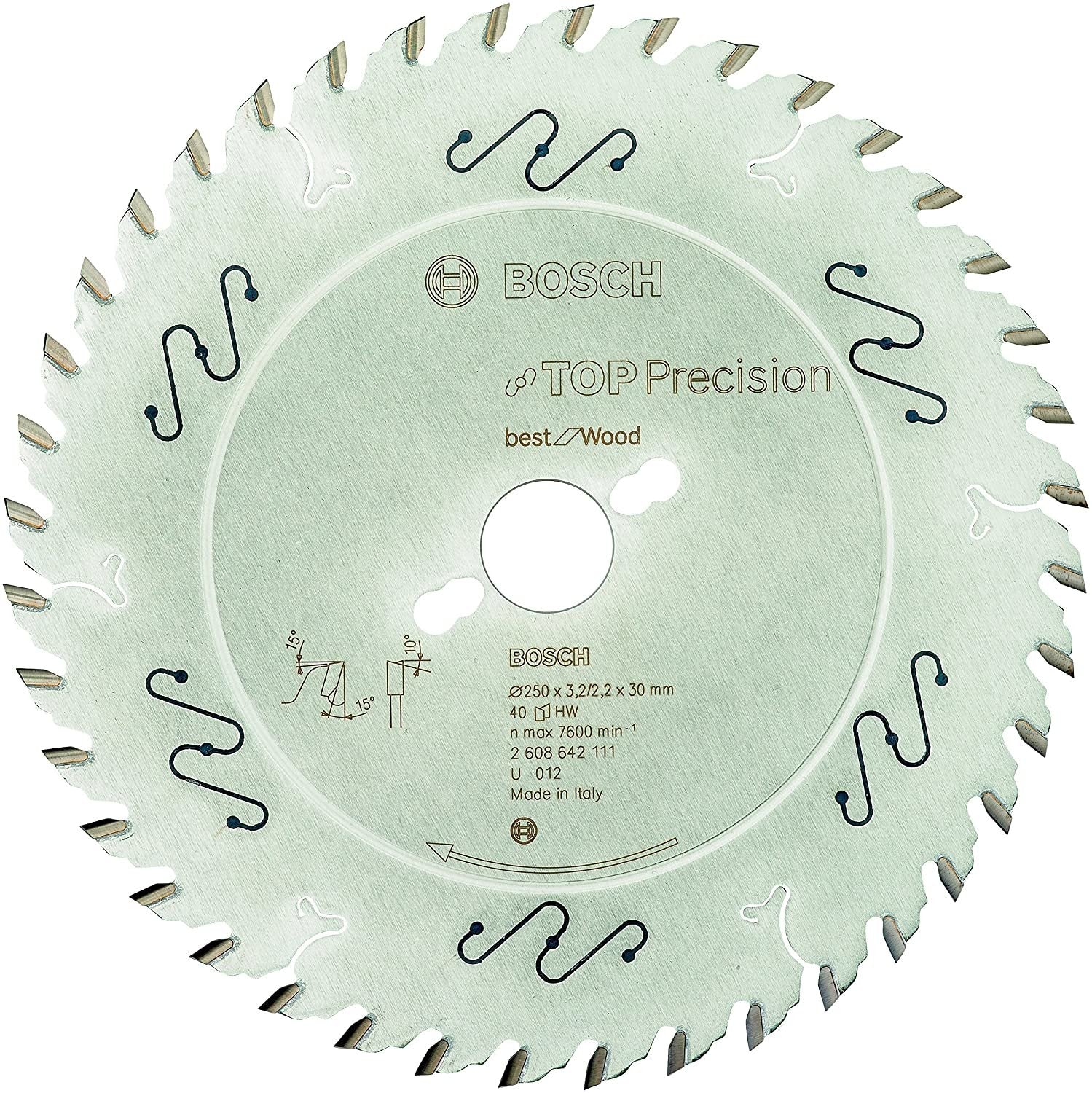 Hoja De Sierra Circular Bosch Top Precision Best For Wood 250 Mm X 30 Mm - 40z