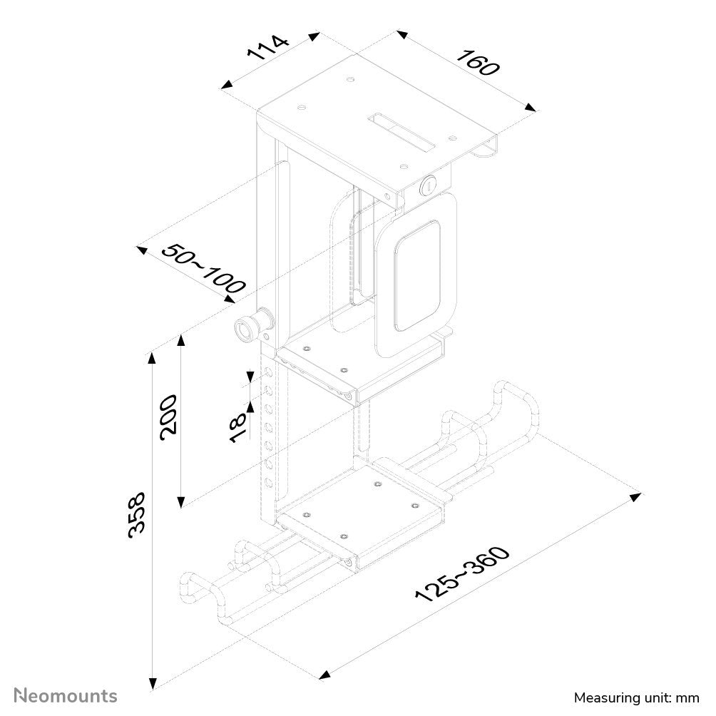 Newstar Cpu-D075black/Lksoporte De La Unidad Del Sistemainstalable Debajo Del Escritorionegro