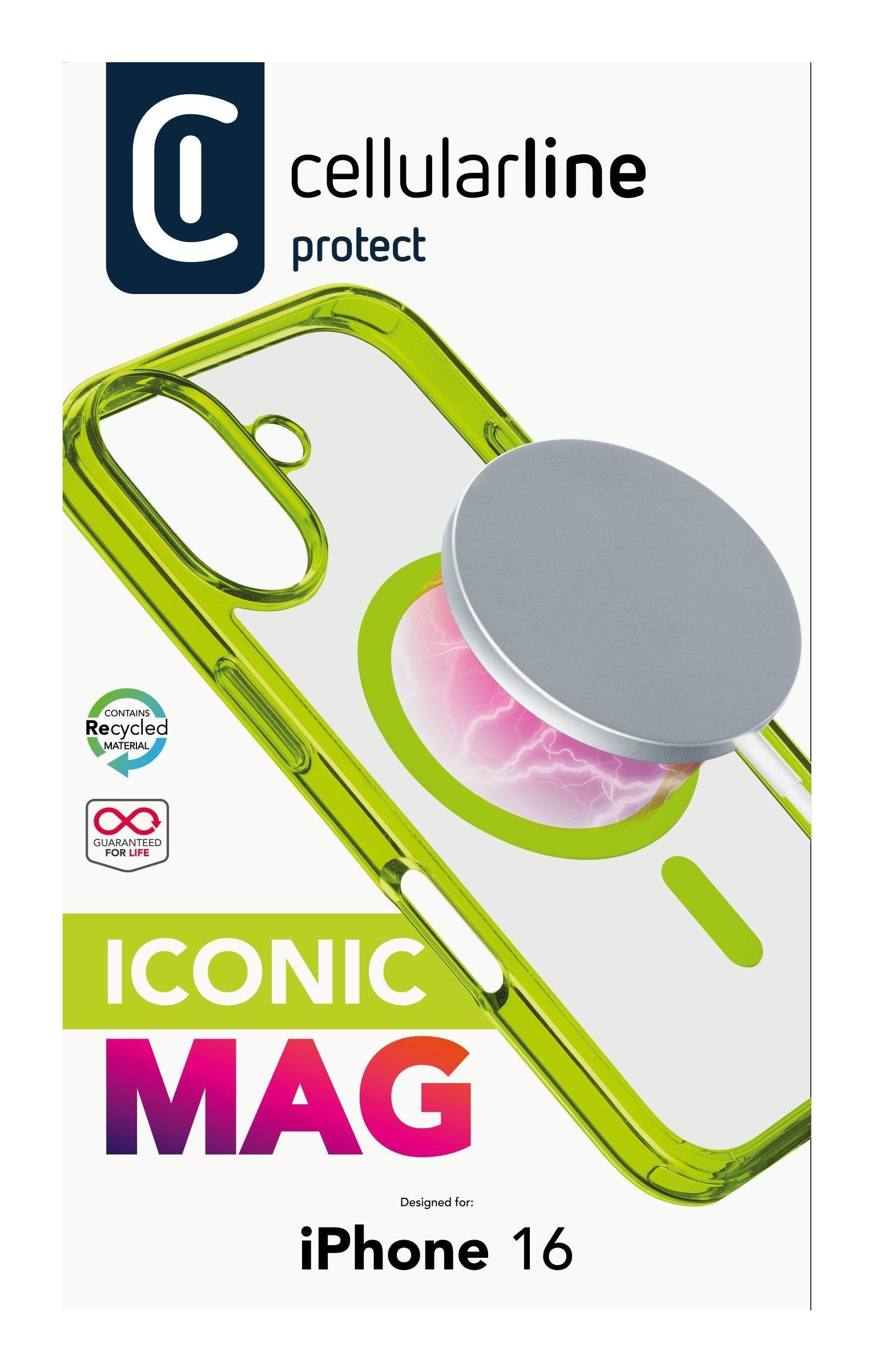 Cellularline Iconic Mag Magsafe Case Iphone 16 Lime