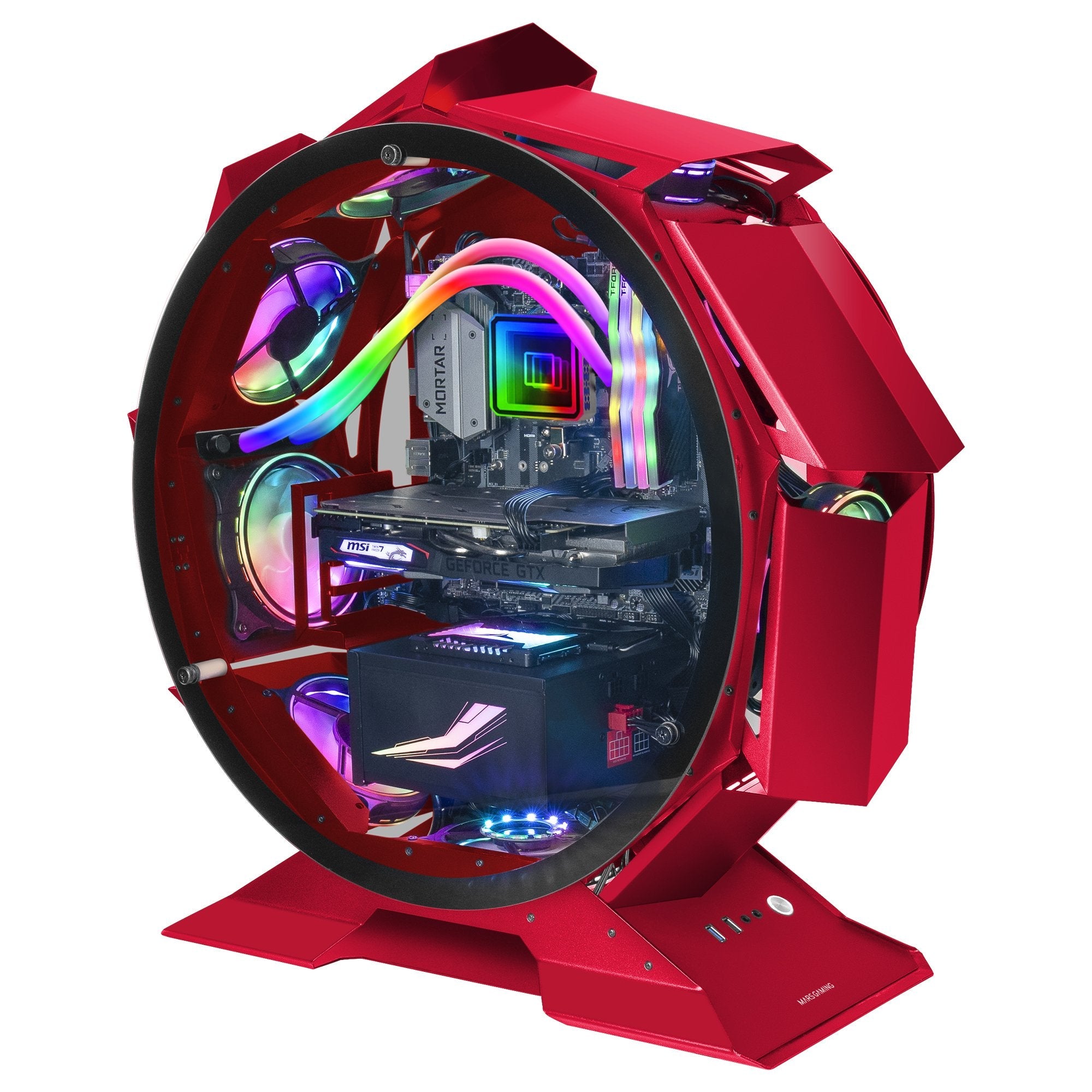 Caja Gaming Torre Circular Mars Gaming Mcorb Rojo