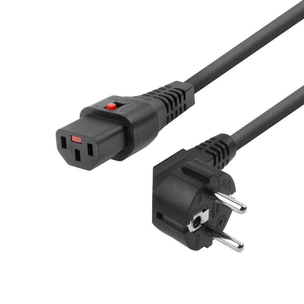 Powercord Schuko Cee 7/7 Male  (Angled) - C13 Iec Lock Black