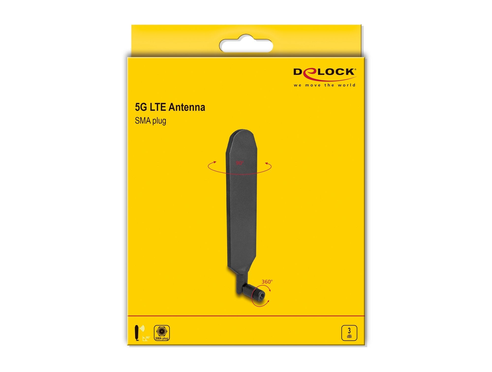 Delock 90102 Antena 5g Lte Macho Sma 3 Dbi Omnidireccional Giratoria Con Unión De Inclinación Negro