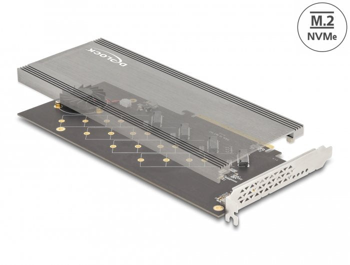 Pci Express 4.0 X16 Karte Zu 4 X Intern Nvme M.2 Key M Mit Kühlkörper Und Lüfter - Bifurcation