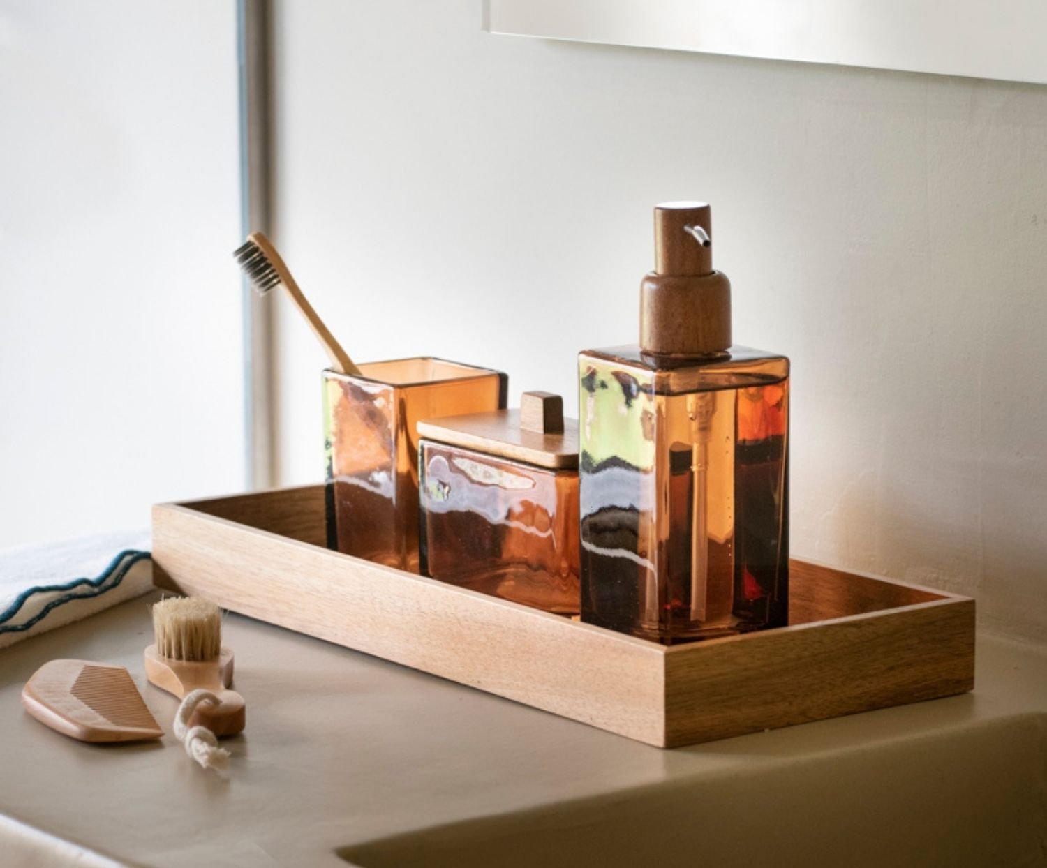 Caja Decorativa De Cristal Marrón Ba73066 Andrea House