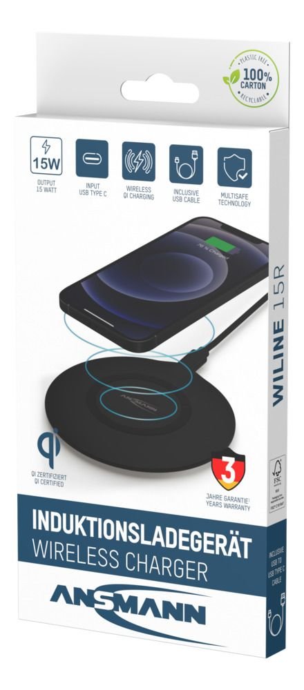 Cargador  Ansmann Indiktiv Cablelos Qi-Compatible Wiline 15r