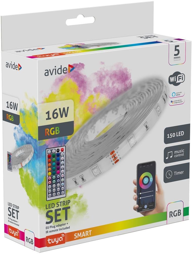 Avide Led Mreifen Blimer 12v 16w Rgb 5m Tuya Ir Fernbedi.