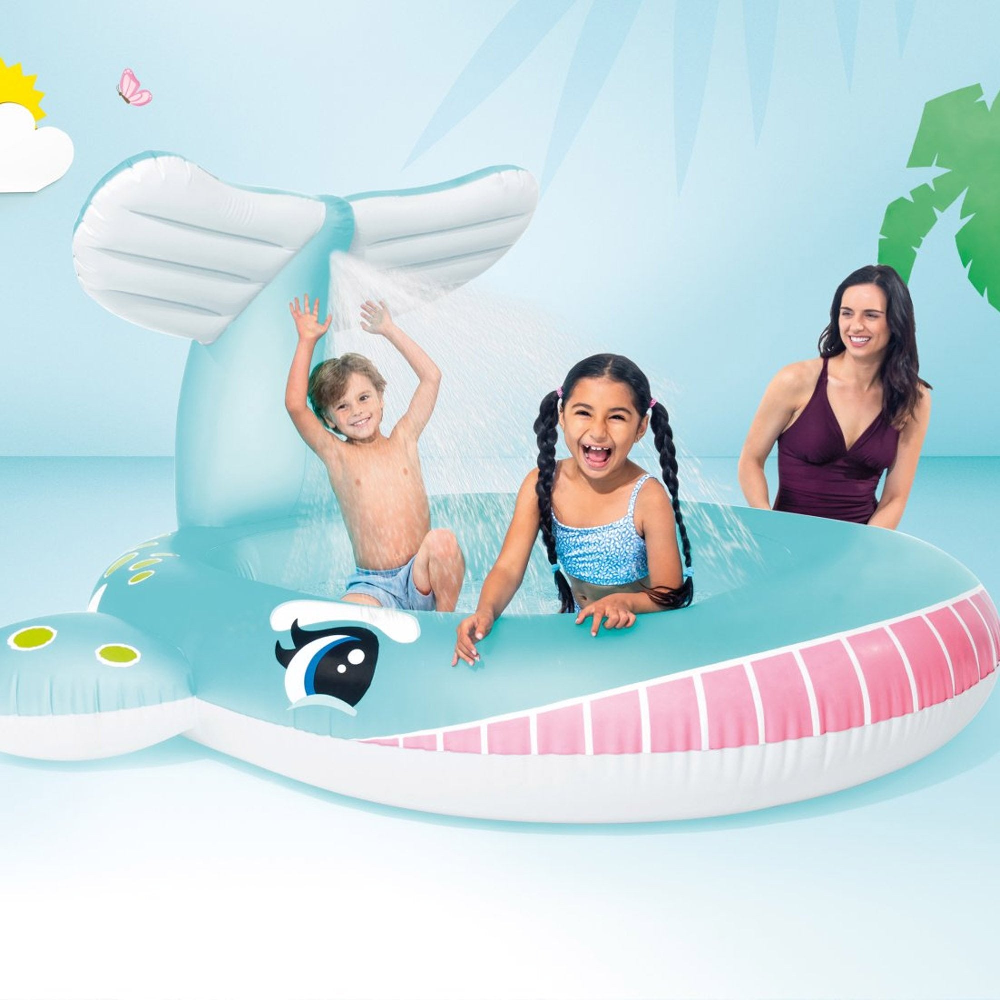 Piscina Infantil, Ballena Con Rociador, 201 X 196 X 91 Cm