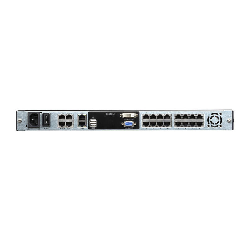 16-Port 19" Lcd Cat5e/6 Kvm Over Ip Switch Dual Rail