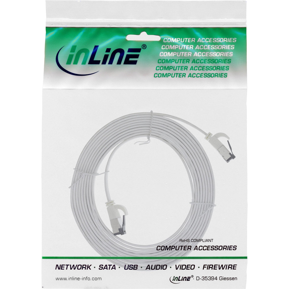 Cable De Red Plano Inline, U/Ftp, Cat.8.1, Tpe Libre De Halógenos, Blanco, 2m