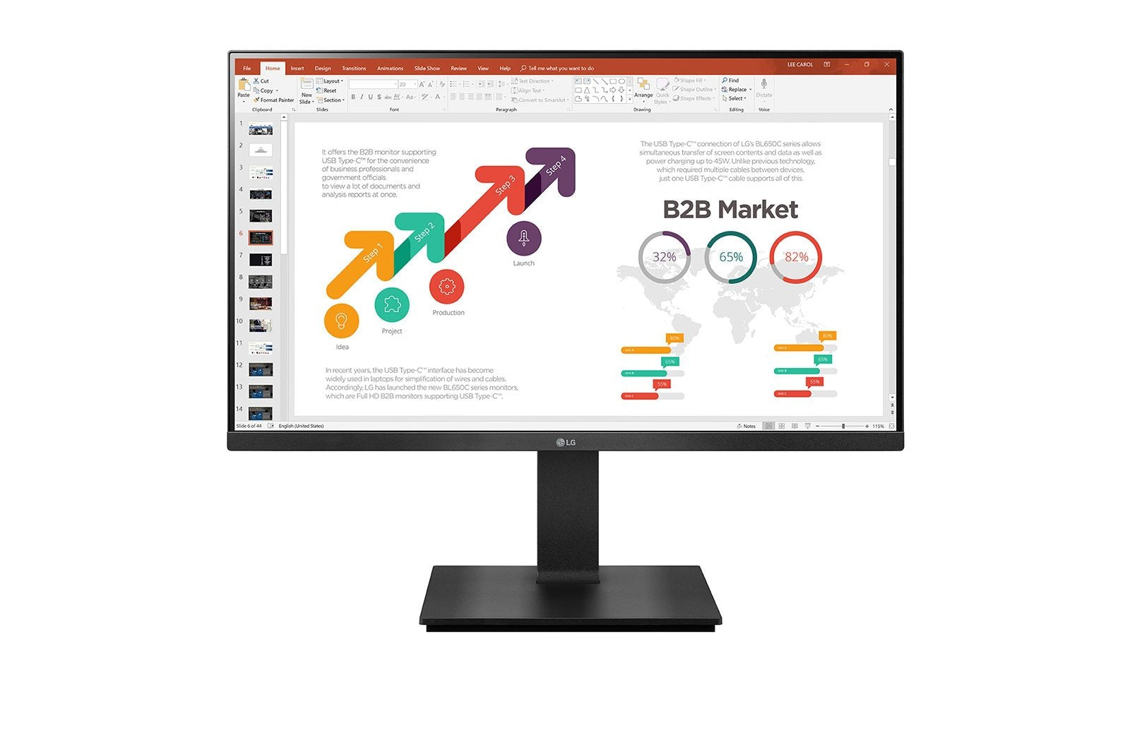 Monitor Lg Led Ips 24bp450y 23.8" 1920 X 1080 5ms Hdmi Dp Sub