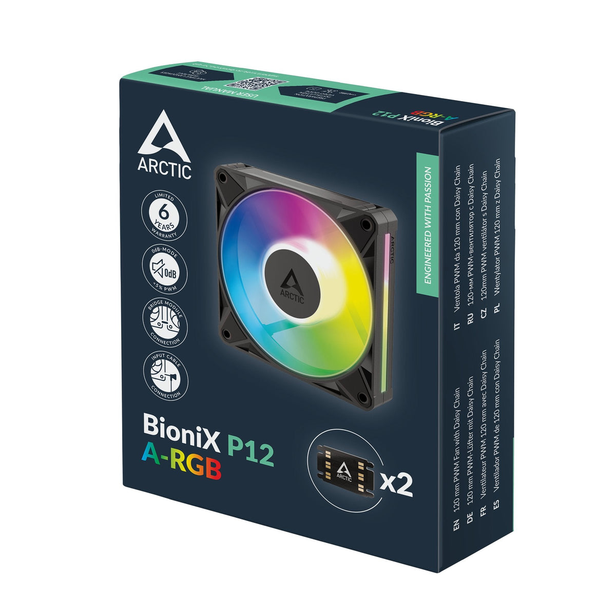 Arctic Bionix P12 A-Rgb (Negro Blanco, 120 Mm) Acfan00335a