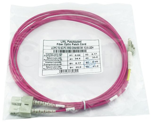 Blueoptics Sfp3132fu0.5mk Cable De Fibra Optica 0,5 M Lc Sc Om4 Magenta