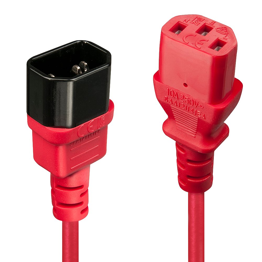 Lindy 30477 Cable De Alimentacion Negro, Rojo 1 M C14 Acoplador C13 Acoplador