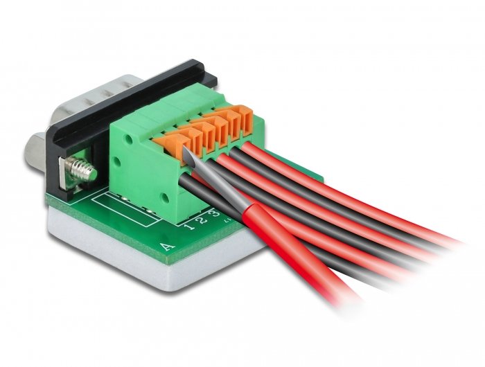 Delock D-Sub9 Stecker Zu Terminalblock Mit Drucktaster Horizontal