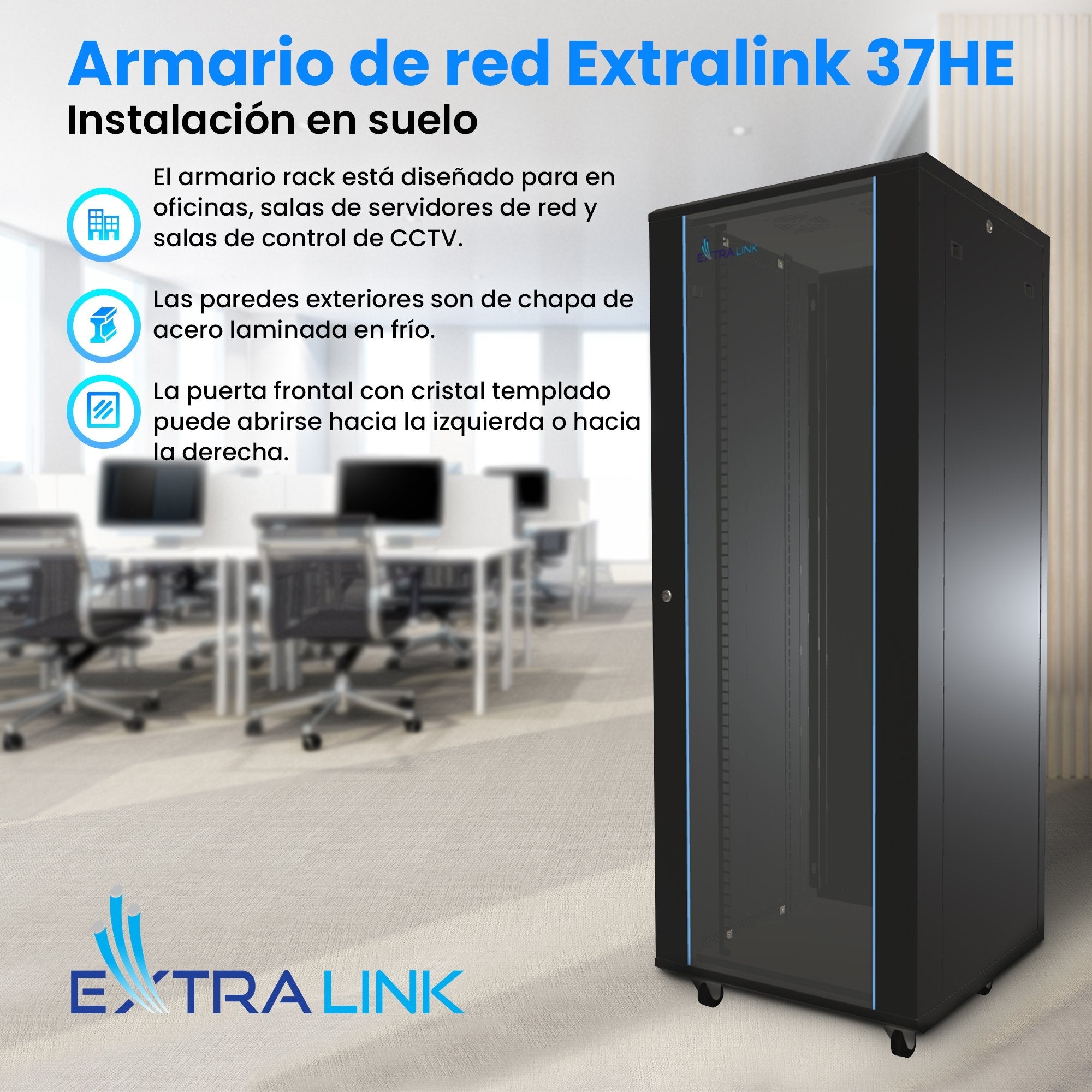 Armario Rack De Pie Extralink 37u 600x800 Negro