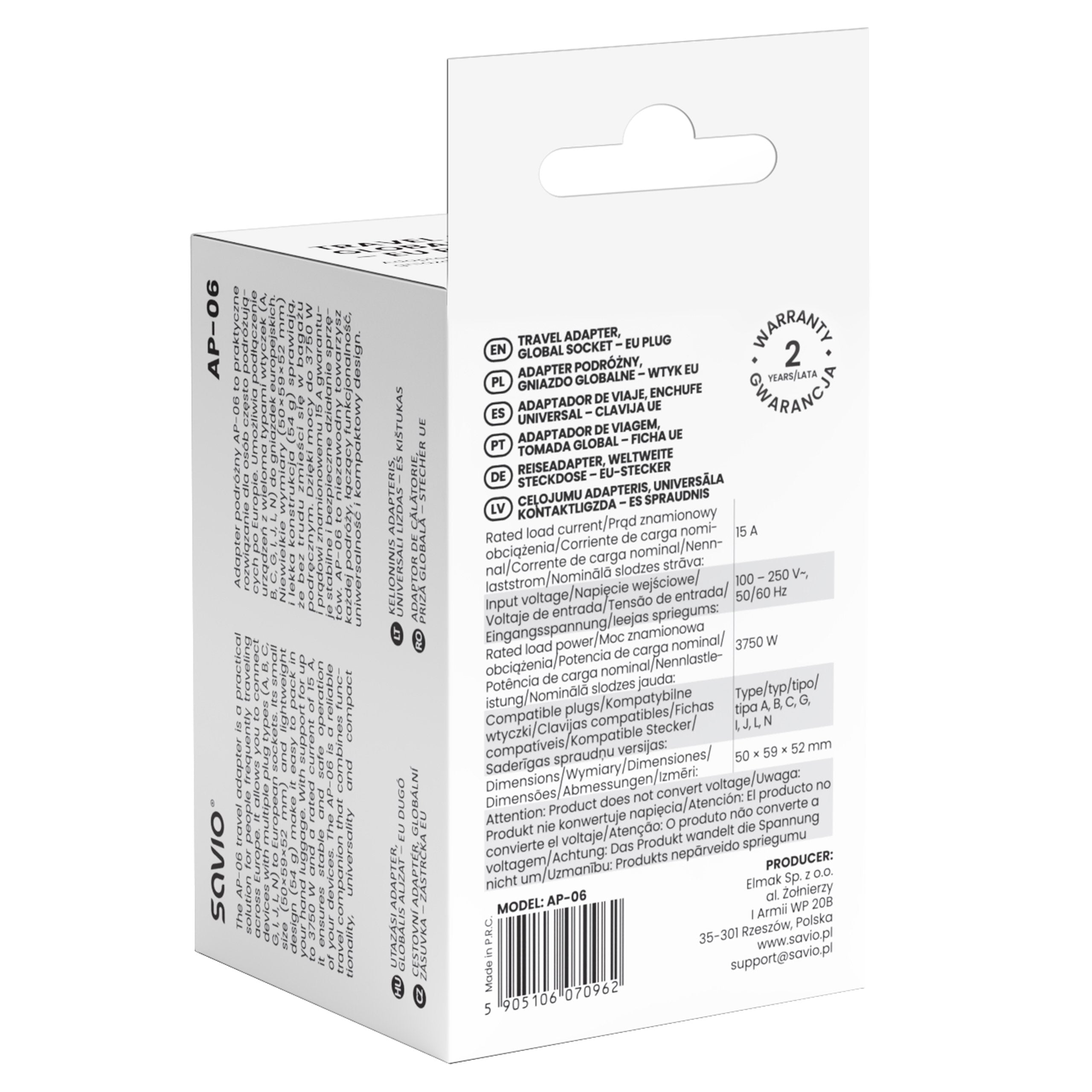 Savio Ap-06 Adaptador E Inversor De Corriente Universal 3750 W Blanco