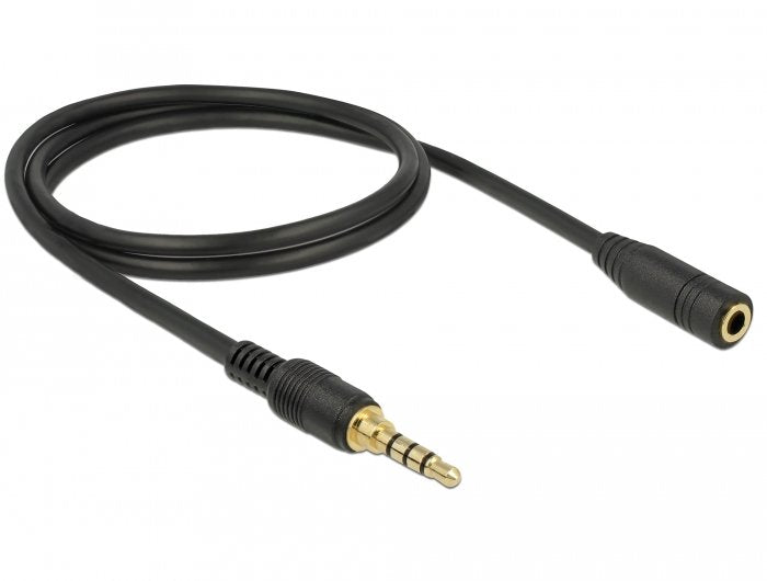 Delock Cable De Extensión Estéreo 3,5 Mm 4 Pines Macho A Hembra 2m Negro