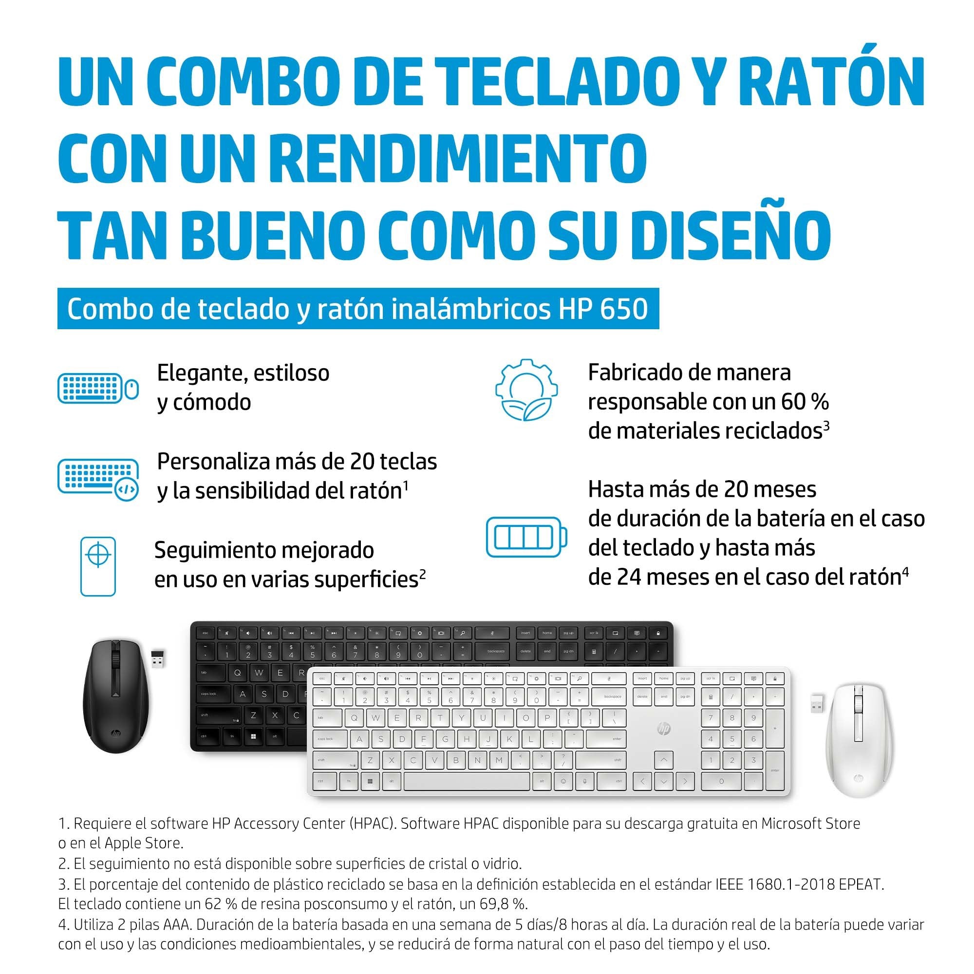 EAN 0196188141113 - HP 650 Wireless Keyboard and Mouse Combo Black teclado Ratón incluido Hogar RF inalámbrico Negro imagen 6